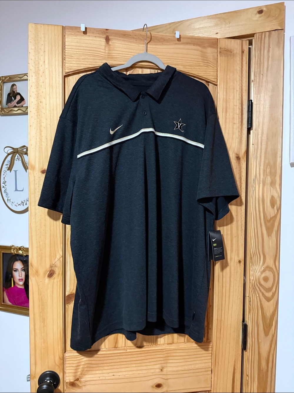 NWT Nike Men’s Black Polo with White Accent and Vanderbilt Star